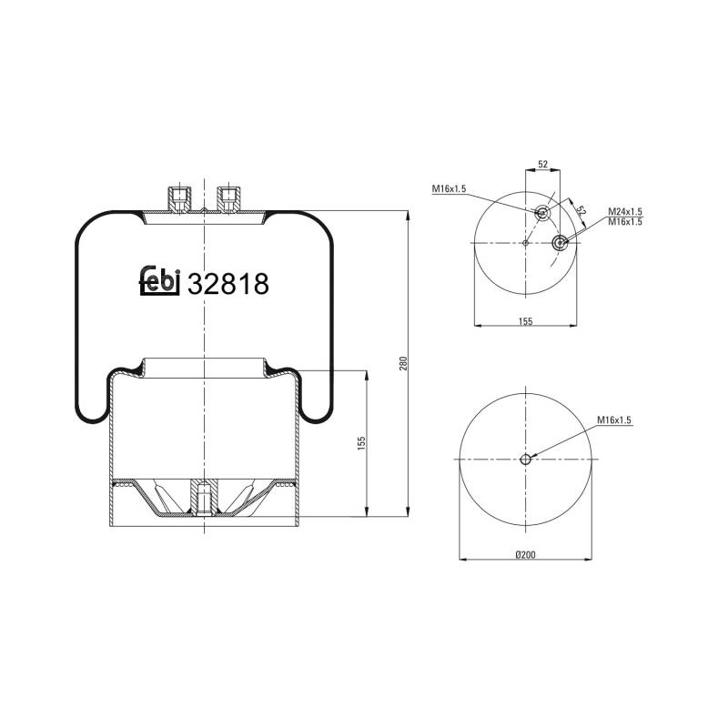 FEBI BILSTEIN Federbalg, Luftfederung MERCEDES-BENZ,VOLVO,MAN 32818 A9423202821,9423200221,9423202021 9423202921,9423204921,A9423202921,9423202121 von FEBI BILSTEIN