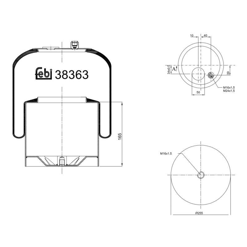 FEBI BILSTEIN Federbalg, Luftfederung MERCEDES-BENZ 38363 A9423203021,A9743200021,9423203021 9743200021 von FEBI BILSTEIN