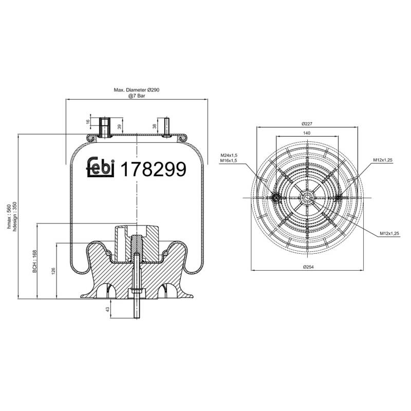 FEBI BILSTEIN Federbalg, Luftfederung RENAULT TRUCKS 178299 590532F,5010383616 von FEBI BILSTEIN