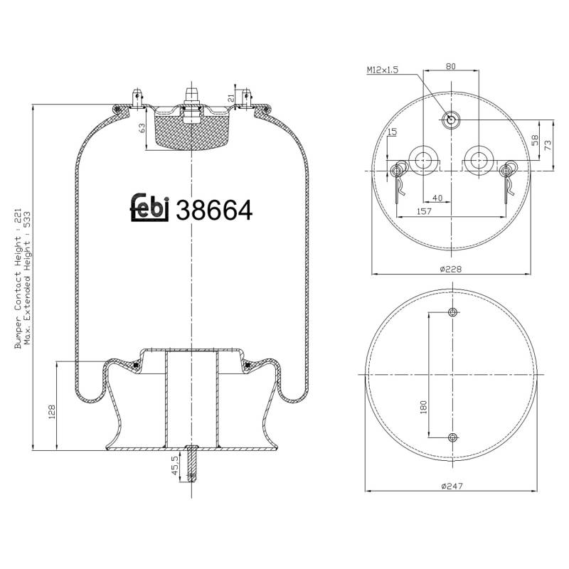 FEBI BILSTEIN Federbalg, Luftfederung SCANIA 38664 1362145,1370743,1386199 von FEBI BILSTEIN