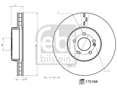 Febi Bilstein Bremsscheibe [Hersteller-Nr. 175168] für Mercedes-Benz von FEBI BILSTEIN