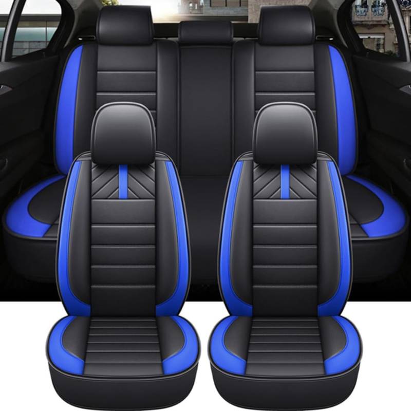 FEECOZ Auto Sitzbezüge Sets für Ford Focus 5-Door Hatchback Mk4 Mk3 Mk2 HN/HP C5/C6 BK/BL DA3 NA NA3 NA2 NA1 2005-2025, Wasserdicht Leicht Zu Reinigen Atmungsaktive Rutschfester Leder-Autositzkissen von FEECOZ