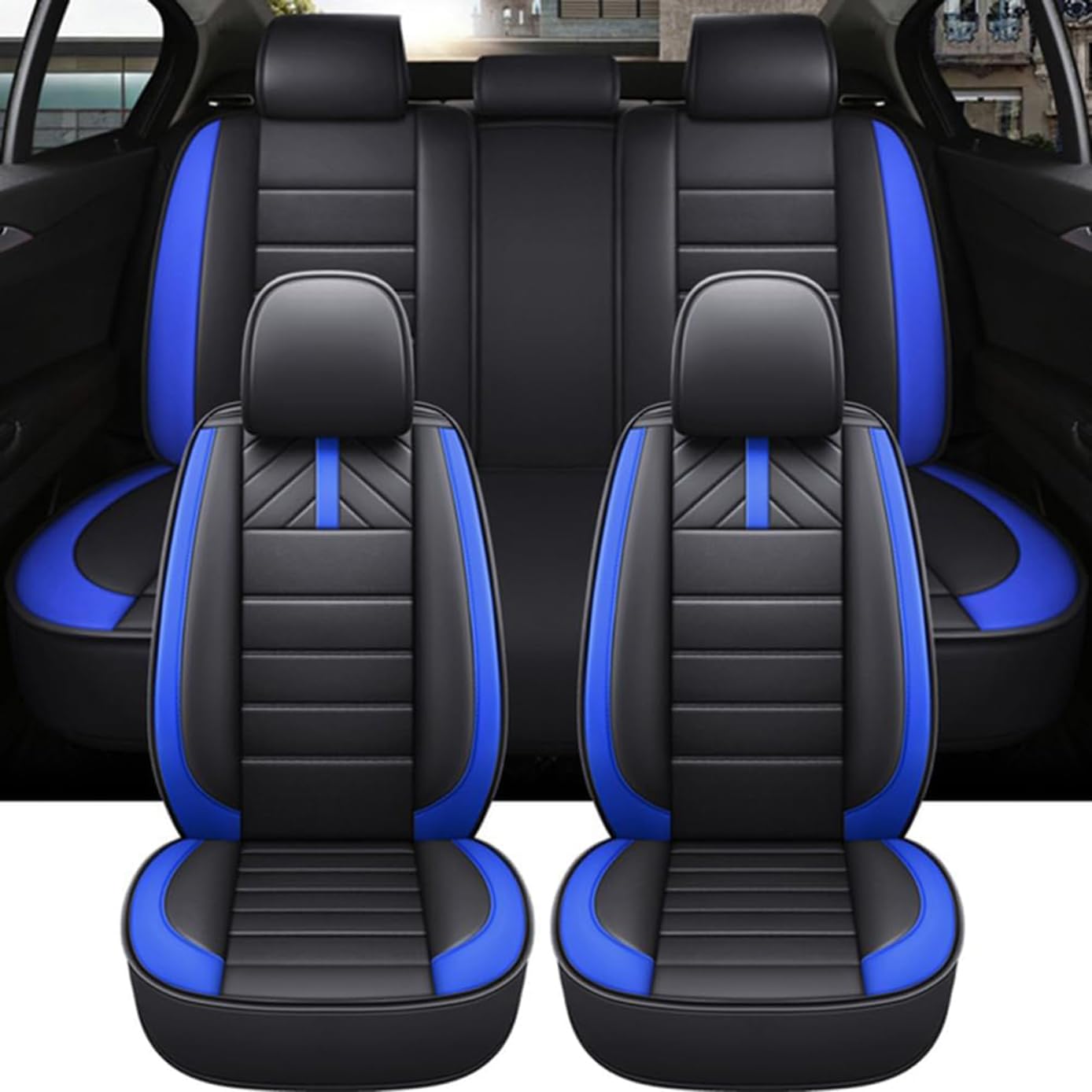 FEECOZ Auto Sitzbezüge Sets für Mazda CX-30 CX30 2019 2020 2021 2022 2023 2024 2025, Wasserdicht Leicht Zu Reinigen Atmungsaktive Rutschfester Leder-Autositzkissen,A von FEECOZ