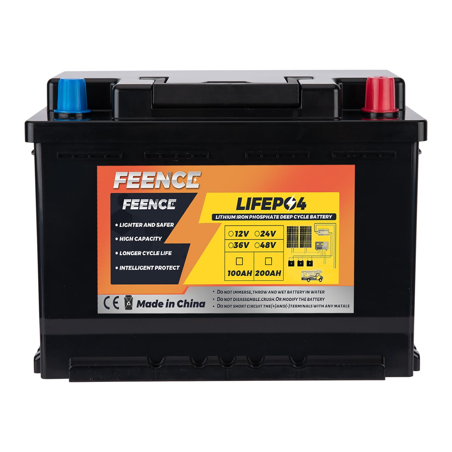 FEENCE LiFePO4 12V 100AH Autobatterie Bluetooth 100A BMS über 5000 Mal Tiefzyklus Lithium Akku 1280W Abschaltschutz bei Niedriger Temperatur für Wohnmobil, Camping, Boot, Solare Heimanlagen FEENCE LiFePO4 12V 100AH Autobatterie Bluetooth 100A BMS über 5000 Mal Tiefzyklus Lithium Akku 1280W Abschaltschutz bei Niedriger Temperatur für Wohnmobil, Camping, Boot, Solare Heimanlagen von FEENCE