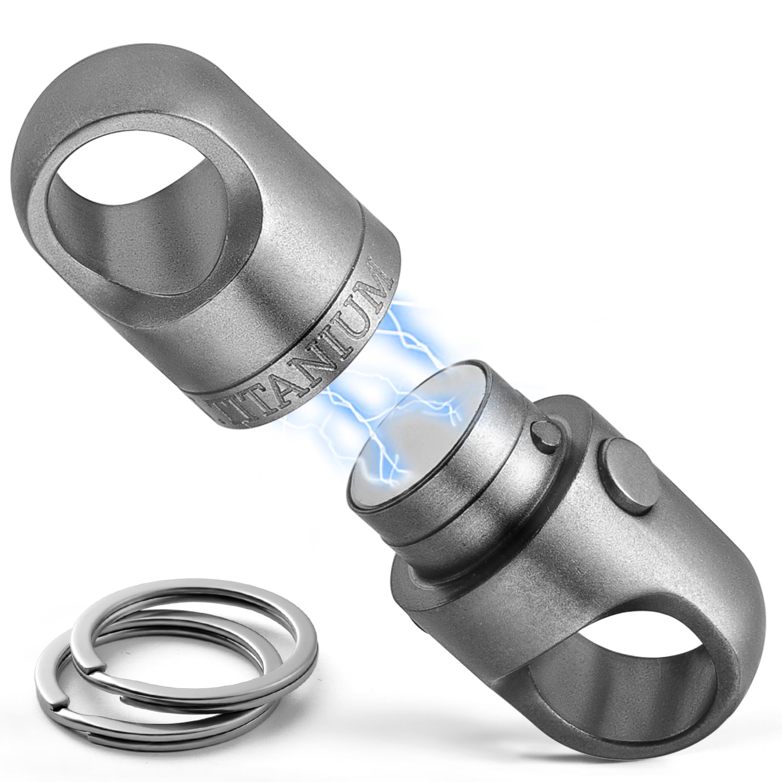 FEGVE Magnetischer Schlüsselhalter aus Titan, Schnellverschluss-Schlüsselanhänger, abnehmbarer magnetischer Schlüsselanhänger, sicheres Verriegelungssystem, 360 ° drehbar, Matt: 1 x TI-Stecker + 2 x FEGVE Magnetischer Schlüsselhalter aus Titan, Schnellverschluss-Schlüsselanhänger, abnehmbarer magnetischer Schlüsselanhänger, sicheres Verriegelungssystem, 360 ° drehbar, Matt: 1 x TI-Stecker + 2 x von FEGVE