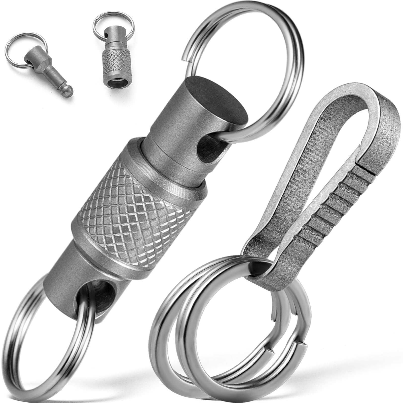 FEGVE Schlüsselanhänger mit Schnellverschluss, Titan, abnehmbarer Schlüsselanhänger, robuster Autoschlüsselhalter mit 4 Schlüsselringen FEGVE Schlüsselanhänger mit Schnellverschluss, Titan, abnehmbarer Schlüsselanhänger, robuster Autoschlüsselhalter mit 4 Schlüsselringen von FEGVE
