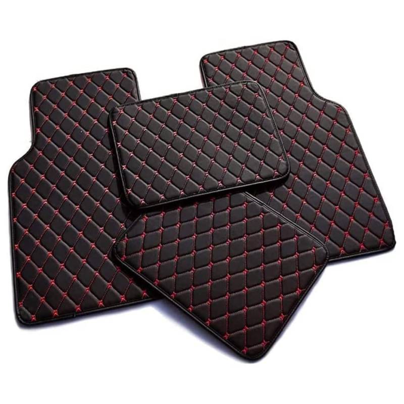 4Pcs Leder Auto Fussmatten für SMART forfour 2015-2024, Nach Maß Allwetterschutz Leder Fussmatten Vorne und Hinten Automatten Set, Innenausstattung, Q,B-Black Red-normal von FEIFEISS