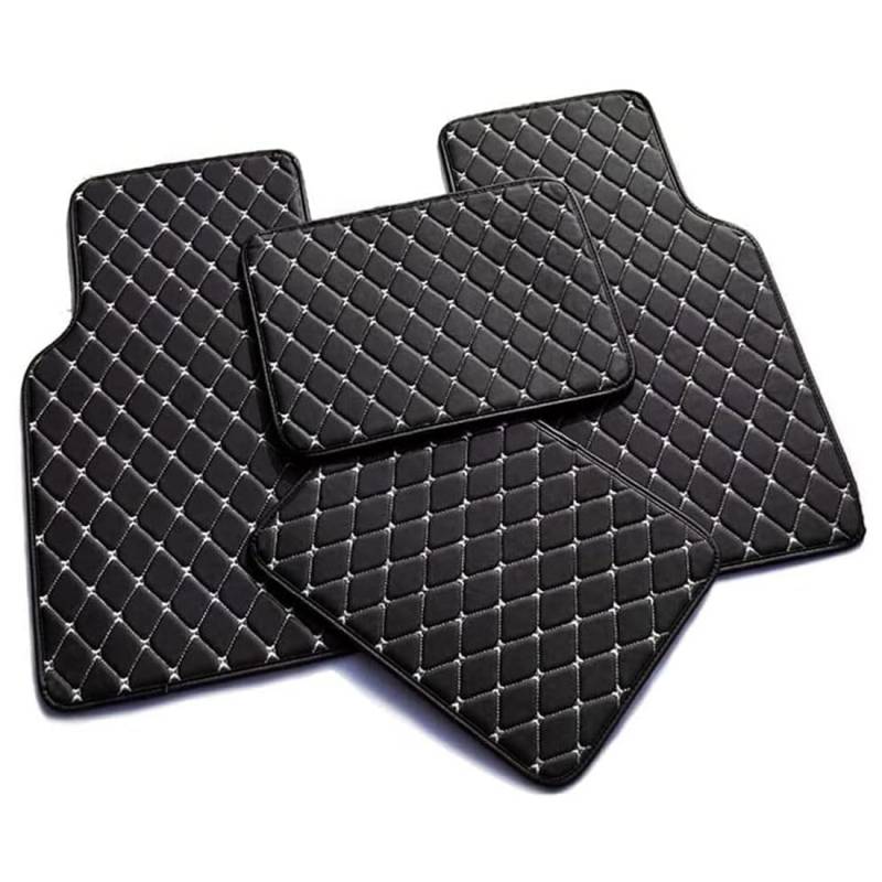 4Pcs Leder Auto Fussmatten für SMART forfour 2015-2024, Nach Maß Allwetterschutz Leder Fussmatten Vorne und Hinten Automatten Set, Innenausstattung, Q,C-Black Beige-normal von FEIFEISS