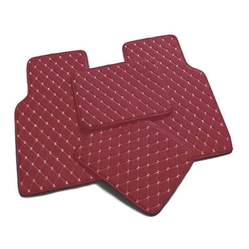 4Pcs Leder Auto Fussmatten für SMART forfour 2015-2024, Nach Maß Allwetterschutz Leder Fussmatten Vorne und Hinten Automatten Set, Innenausstattung, Q,I-Wine Red-normal von FEIFEISS