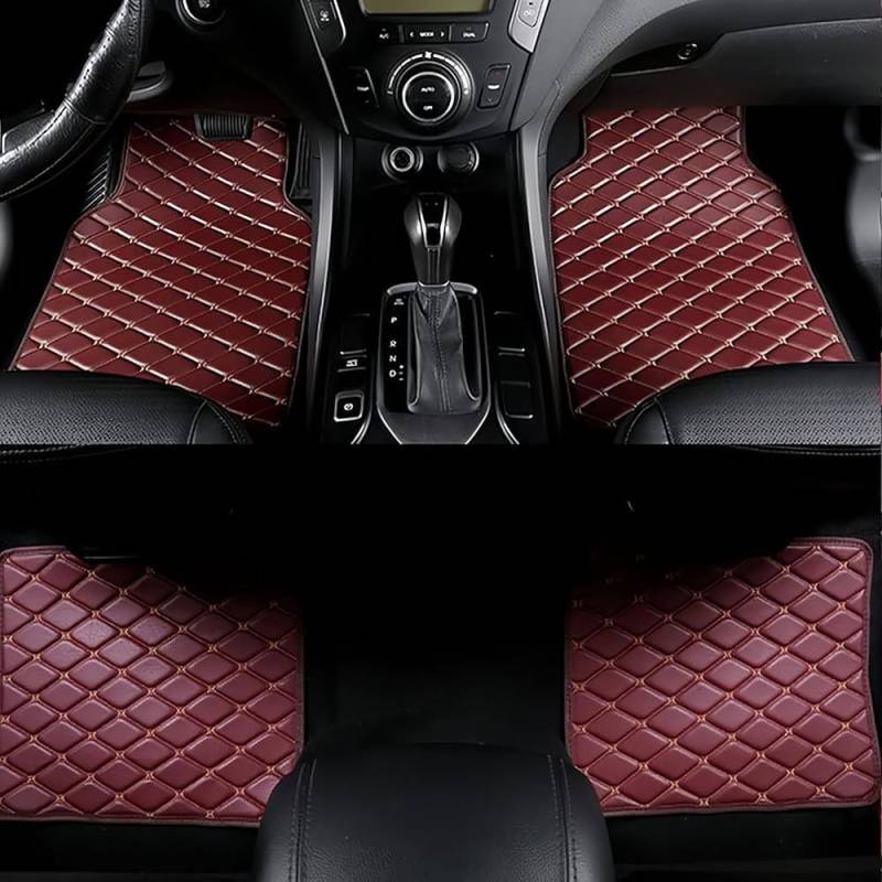4pcs Auto Fußmatten für for BMW X1 F48 2015 2016 2017 2018 2019, Wasserdichtes Anti-Rutsch Abriebfest Allwetter Auto Teppiche Teppich Innenraumschutz ZubehöR, Q,E Win Red-normal von FEIFEISS