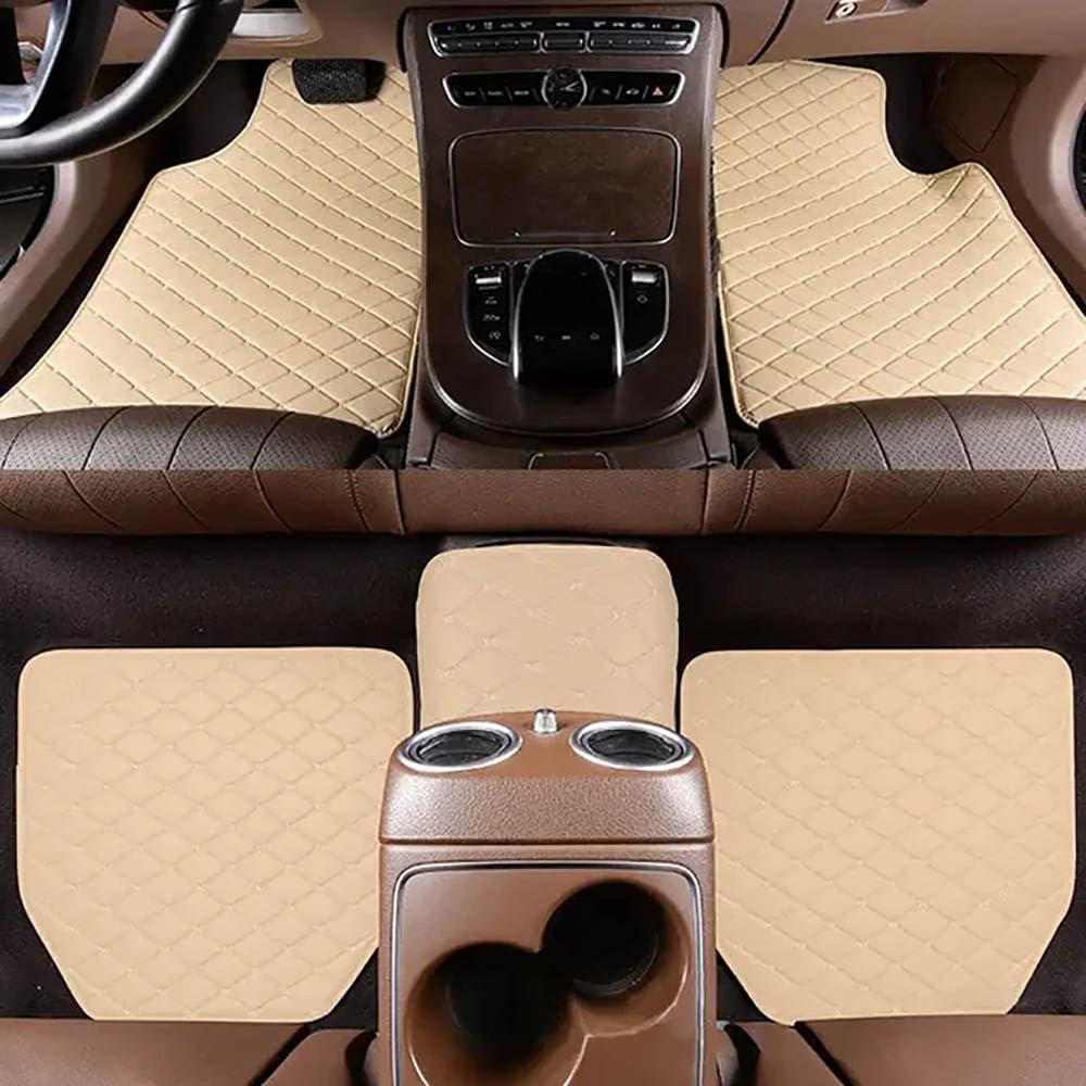 5 Stück Leder Auto Fußmatten für Ford Explorer EV 2022 2023 2024 2025 wasserdichte rutschfeste Fußpolster Schutz Teppich Innenzubehör,Brown, Q,Beige-normal 5 Stück Leder Auto Fußmatten für Ford Explorer EV 2022 2023 2024 2025 wasserdichte rutschfeste Fußpolster Schutz Teppich Innenzubehör,Brown, Q,Beige-normal von FEIFEISS