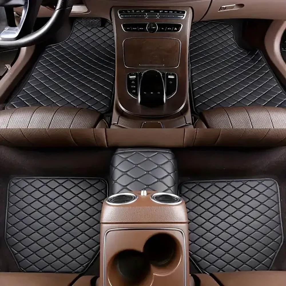 5 Stück Leder Auto Fußmatten für Ford Explorer EV 2022 2023 2024 2025 wasserdichte rutschfeste Fußpolster Schutz Teppich Innenzubehör,Brown, Q,Black-normal 5 Stück Leder Auto Fußmatten für Ford Explorer EV 2022 2023 2024 2025 wasserdichte rutschfeste Fußpolster Schutz Teppich Innenzubehör,Brown, Q,Black-normal von FEIFEISS
