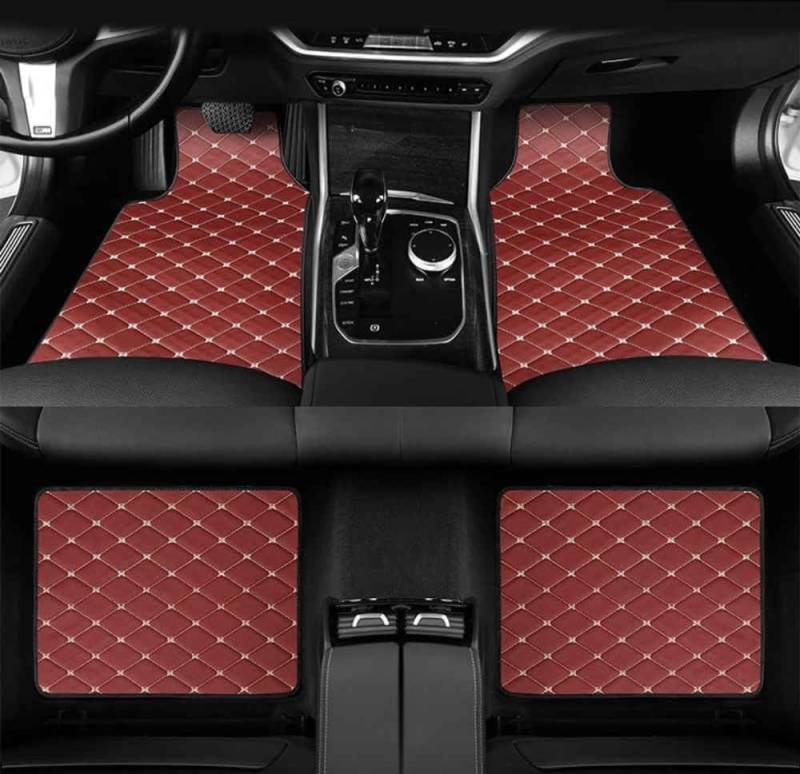 Anpassen Auto Fussmatten Für Mercedes Benz AMG Clase c C Class C200 C220 C300 C43 C63,Komplettset Wasserdichtes Rutschfestes Fußpolster,Allwetter Fußmatten Teppich Matte Set, Q,G/Red-normal von FEIFEISS