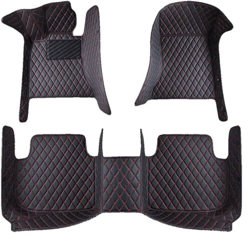 Anpassen Auto Leder Fussmatten Set, für BMW X5 XDrive 50e M Sport 2023 Allwetter Wasserdicht Anti Rutsch Bodenmatten, Full Coverage Schutz Fussmatten, Q,B-Black Red-normal von FEIFEISS
