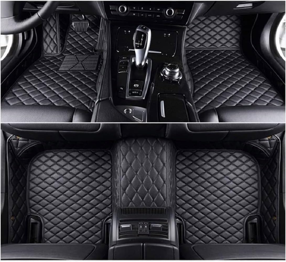 Auto FußMatten Für VW Tiguan Allspace/Tiguan L (7seats) LWB 2017 2018 2019 2020 2021 2022 2023, Leder Fussmatten Liners Zubehör,Left Hand Drive-All Black, Q von FEIFEISS
