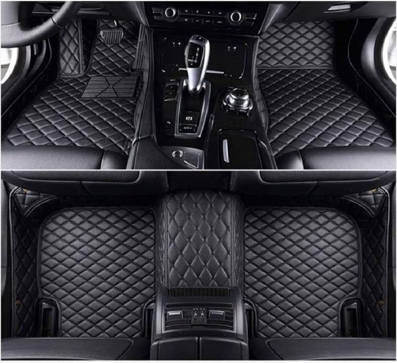 Auto FußMatten Für VW Tiguan Allspace/Tiguan L (7seats) LWB 2017 2018 2019 2020 2021 2022 2023, Leder Fussmatten Liners Zubehör,Left Hand Drive-All Black, Q von FEIFEISS