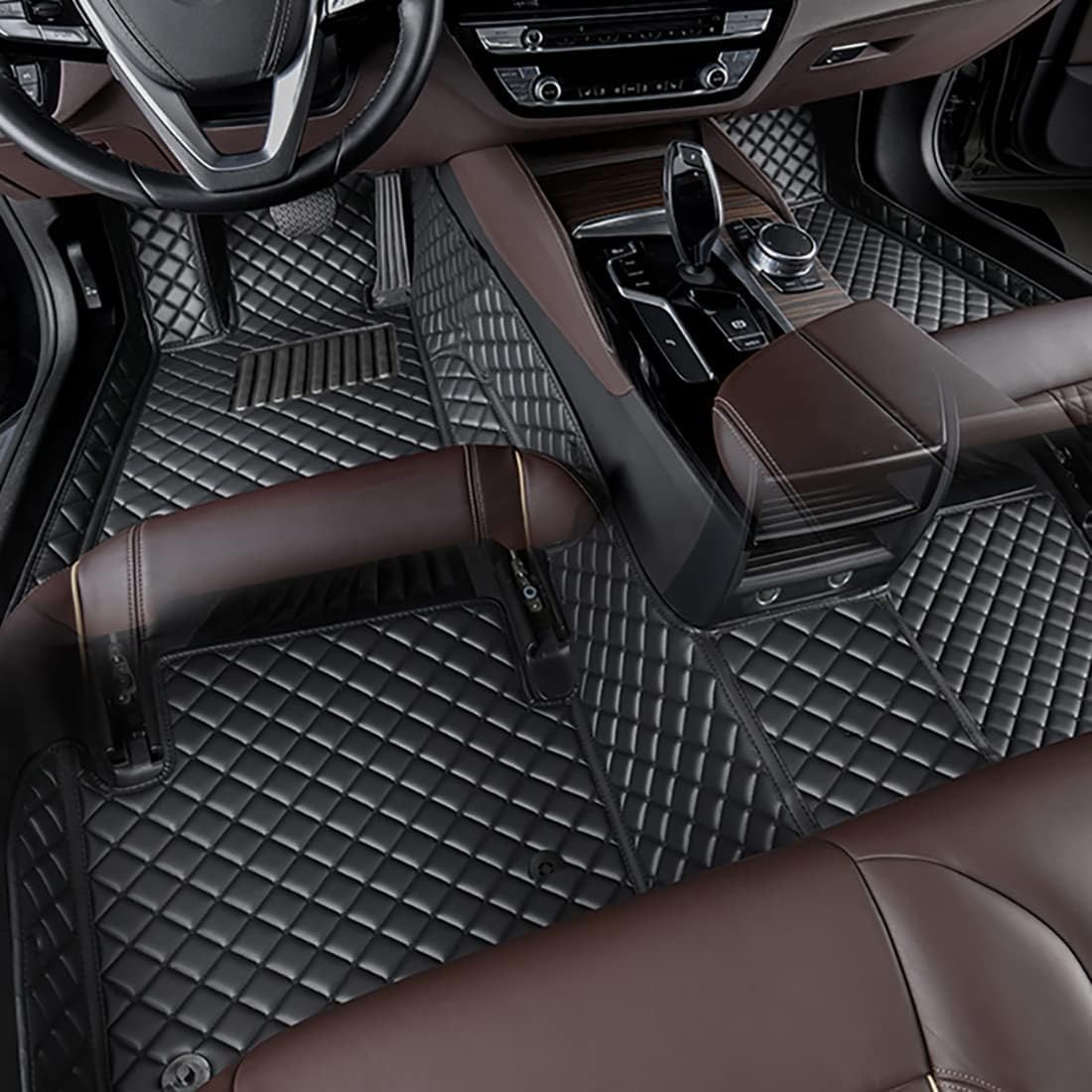 Auto FußMatten Passend für Audi Q7 4L (7-seat) 2005-2010 2011 2012 2013 2014 2015 (with Slide), All Inclusive Leder Bodenmatte ZubehöR, wasserdichte rutschfeste Allwetter Fussmatten, Q von FEIFEISS