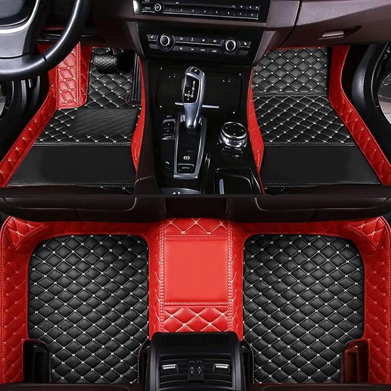 Auto FußMatten für Dacia Sandero I Stepway 2009-2012,Fußmatten All-Inclusive-Stil Fussmatten Auto Matten Autofussmatten Autozubehör Innenraum, Dark red + Black, Q,Red + Black-normal von FEIFEISS