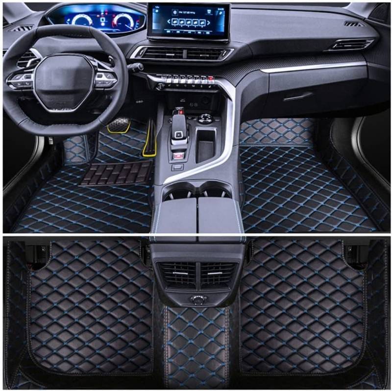 Auto Fußmatten Leder Bodenmatte für Kia Sportage 2000-2024 Allwetter Fussmatten Set Zubehör Fußmatte Schwarz Blau, Q von FEIFEISS