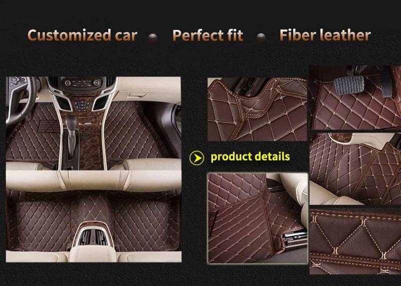 Auto Fußmatten für Tiguan 2017-2018 Schwarz mit Beiger Linie Automatten Fussmatten Bodenmatten, Q,Rot von FEIFEISS