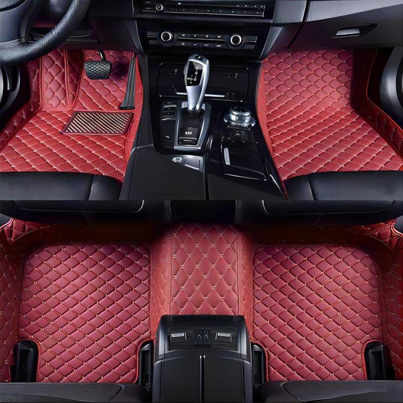 Auto Fußmatten für VW Tiguan Allspace/Tiguan L (7 Sitze) 2017-2024 LWB,Fussmatten Aus Leder Allwetter Fussmatten Teppichschutzmatten wasserdichte rutschfest Vorne und Hinten Zubehör,A von FEIFEISS