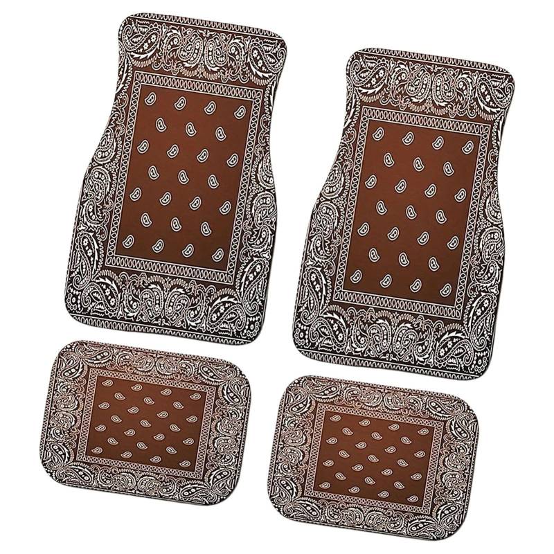 Bohemian Auto Matten, 4 Stück Retro-Design-Automatten, Retro Boho Auto Fußmatten Set, Auto Bodenteppiche 4er Set, Heavy Duty Teppiche Böhmische Automatten Boho Auto Zubehör, Q,C von FEIFEISS