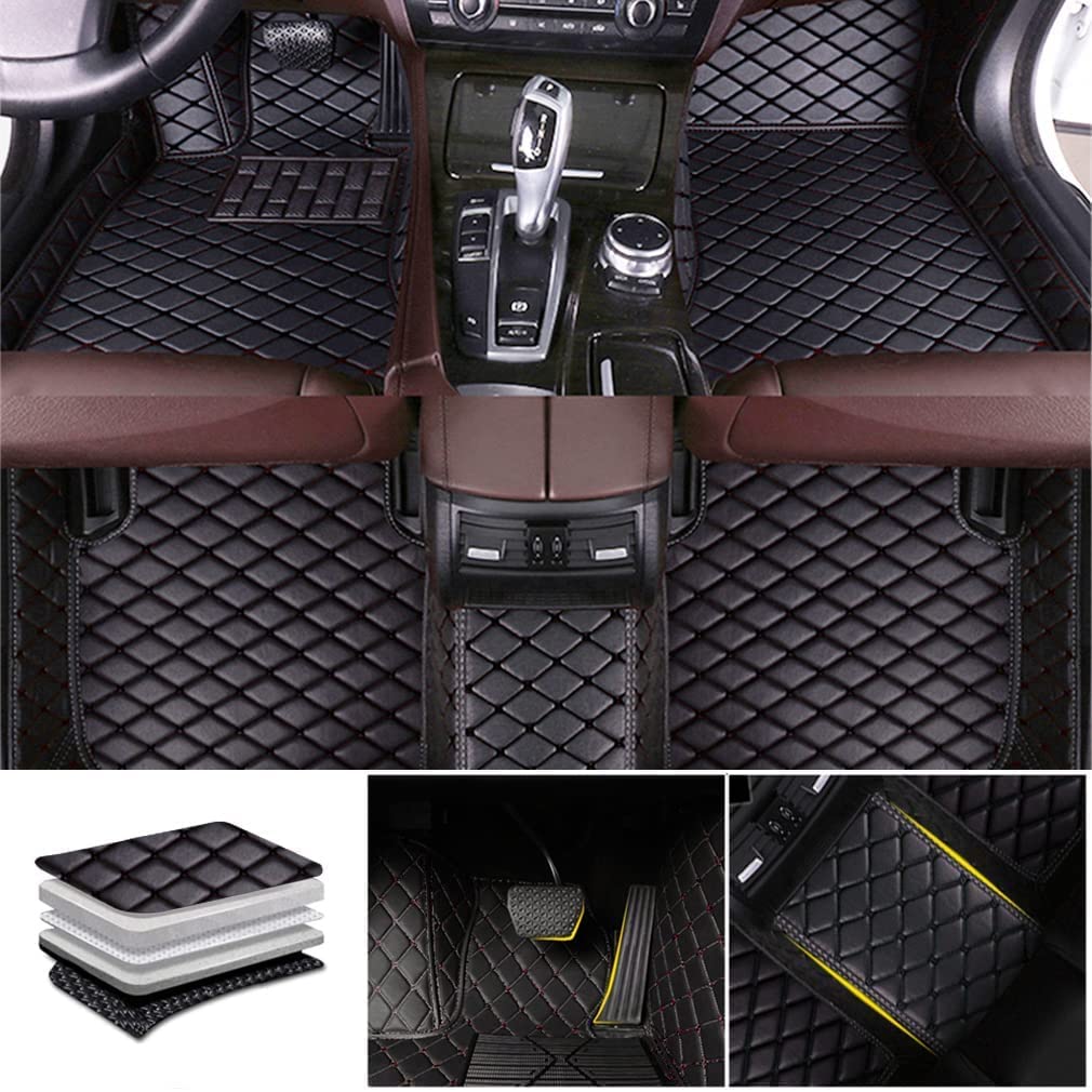 Fussmatten Auto für Skoda Kodiaq(7seats) 2017 2018 2019 2020 2021 2022 2023 2024 2025 2025, Allwetterschutz All Inclusive Leder Fussmatten Wasserdicht Tragen Teppiche Matten Innen Zubehör,D, Q von FEIFEISS