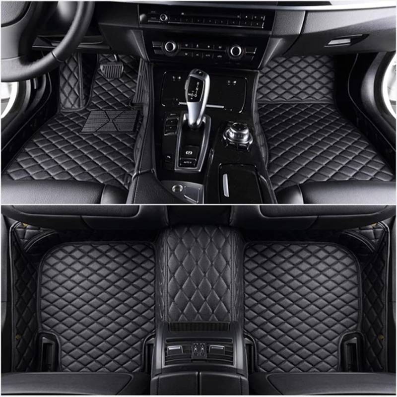 Maßgeschneidert Auto Leder FußMatten für Mercedes Benz A B C E S G Klasse CL CLA CLK CLS/GL GLA GLE GLC GLS GLK/SL SLC SLK AMG-GT wasserdichte Anti Rutsch Warm Halten (Alles-schwarz), Q von FEIFEISS