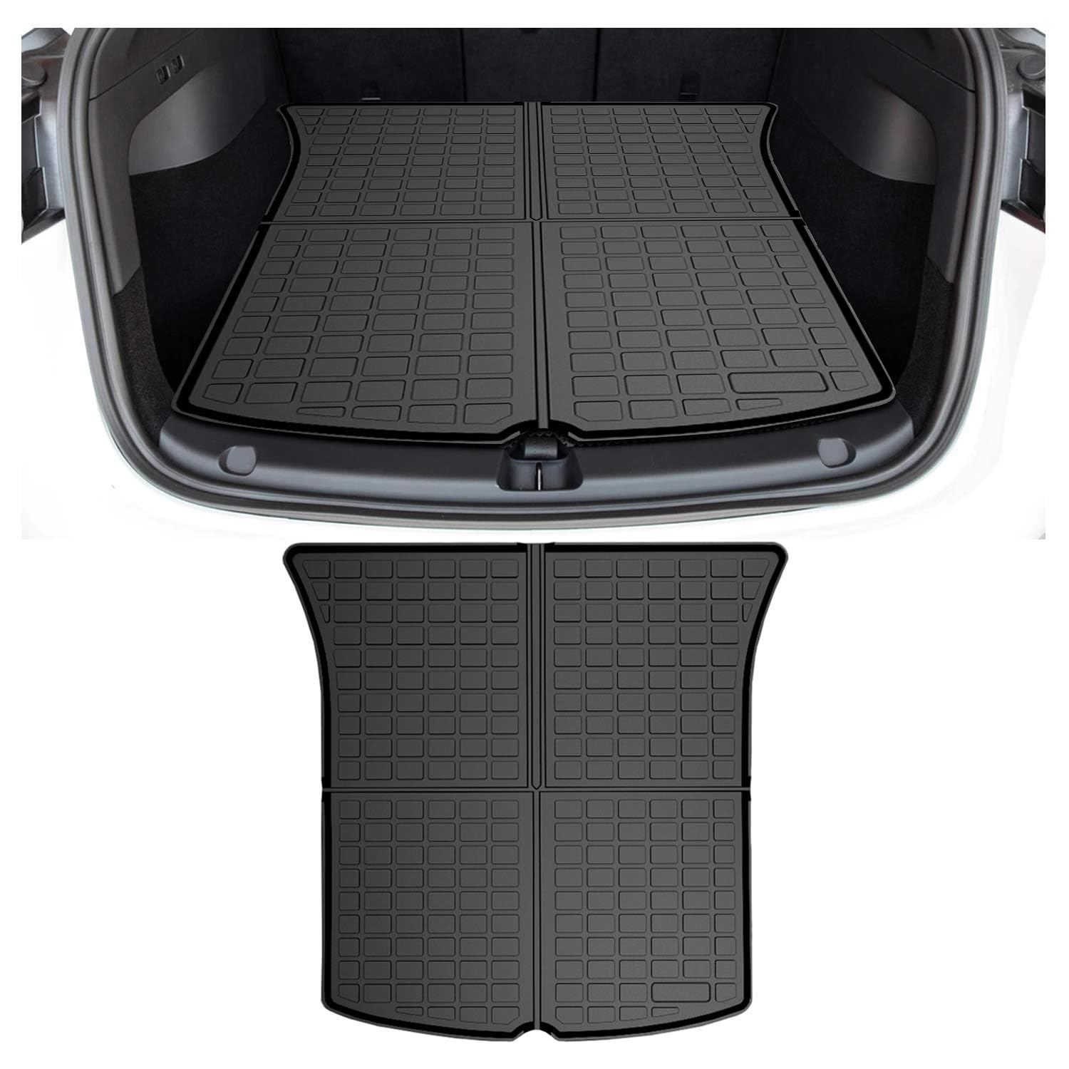 [Neu] Auto Gummimatten Fussmatte Set für Tesla Model 3 2024 2025, 3D TPE Allwetter Antirutsch Fußmatten Geruchsfrei Antifouling und Hohe Temperatur, Model 3 2024 Original Zubehör, Q von FEIFEISS