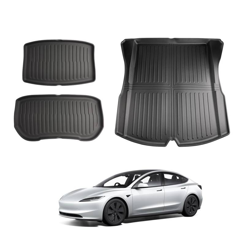 [Neu] Auto Gummimatten Fussmatte Set für Tesla Model 3 2024 2025, 3D TPE Allwetter Antirutsch Fußmatten Geruchsfrei Antifouling und Hohe Temperatur, Model 3 2024 Original Zubehör, Q von FEIFEISS