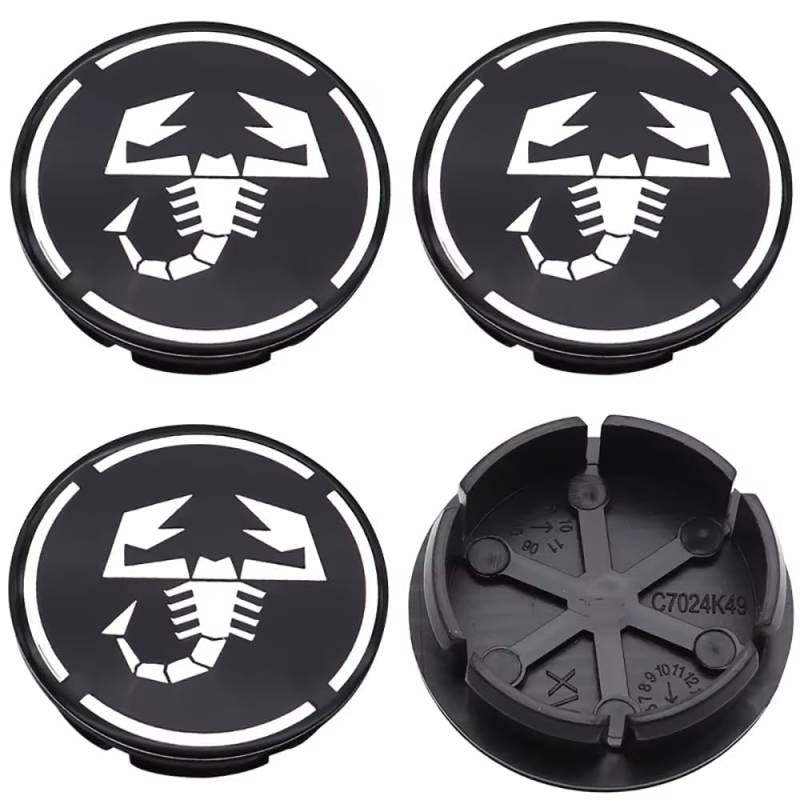 4 Stück Nabendeckel für Abarth 124 Spider 2016-2019, Auto Radnabenkappen Wheel Caps Radnaben Wasserdicht Staubdicht Radzierblende Radmitte Zubehör,D-50mm von FEIHUAJIANIAN
