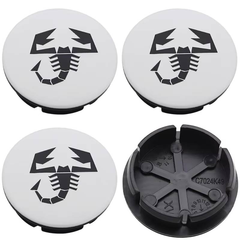 4 Stück Nabendeckel für Abarth 595 2012-2016, Auto Radnabenkappen Wheel Caps Radnaben Wasserdicht Staubdicht Radzierblende Radmitte Zubehör,E-50mm von FEIHUAJIANIAN