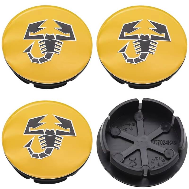4 Stück Nabendeckel für Abarth 595 Abarth 500 Abarth 124 Spider, Auto Radnabenkappen Wheel Caps Radnaben Wasserdicht Staubdicht Radzierblende Radmitte Zubehör,A-50mm von FEIHUAJIANIAN