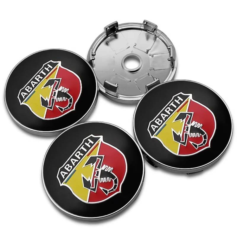 4 Stück Nabendeckel für Abarth 500 595 695 SS Grande Punto, Radnabenkappen Felgendeckel Felgenkappen Nabenkappen Wheel Caps Radnabenabdeckung,A-56mm von FEIYIJIA
