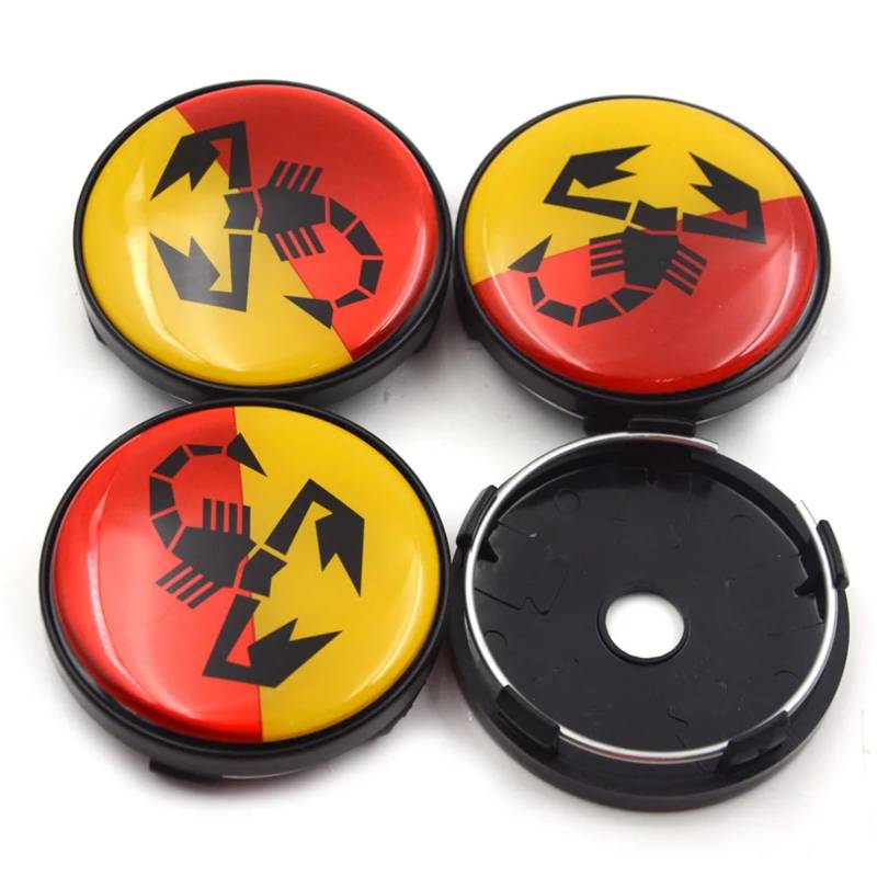 4 Stück Nabendeckel für Abarth 500 595 695 SS Grande Punto, Radnabenkappen Felgendeckel Felgenkappen Nabenkappen Wheel Caps Radnabenabdeckung,I-56mm von FEIYIJIA