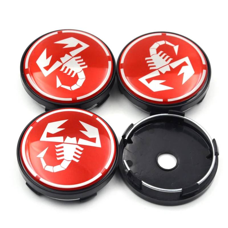4 Stück Nabendeckel für Abarth 595 2012-2016, Radnabenkappen Felgendeckel Felgenkappen Nabenkappen Wheel Caps Radnabenabdeckung,F-60mm von FEIYIJIA