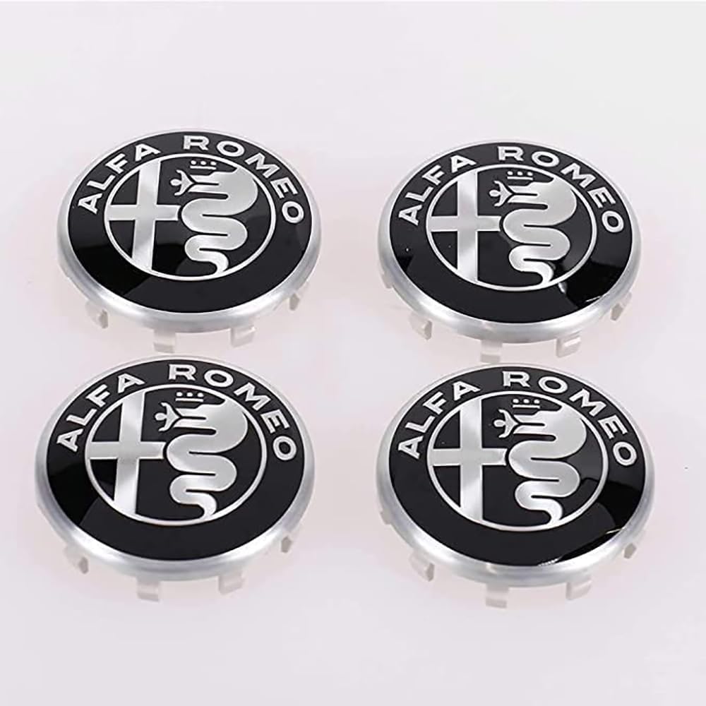 4 Stück Nabendeckel für Alfa Romeo Giulietta (Type 940) 2015-2020, Radnabenkappen Felgendeckel Felgenkappen Nabenkappen Wheel Caps Radnabenabdeckung,A-58mm von FEIYIJIA