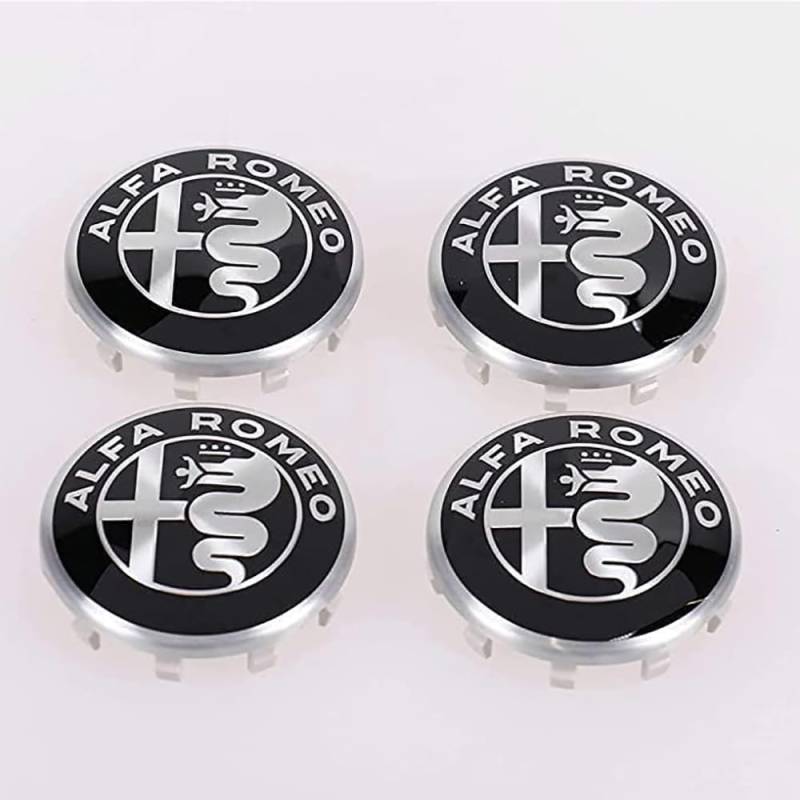 4 Stück Nabendeckel für Alfa Romeo Stelvio 2017-2021 2022, Radnabenkappen Felgendeckel Felgenkappen Nabenkappen Wheel Caps Radnabenabdeckung,A-60mm von FEIYIJIA