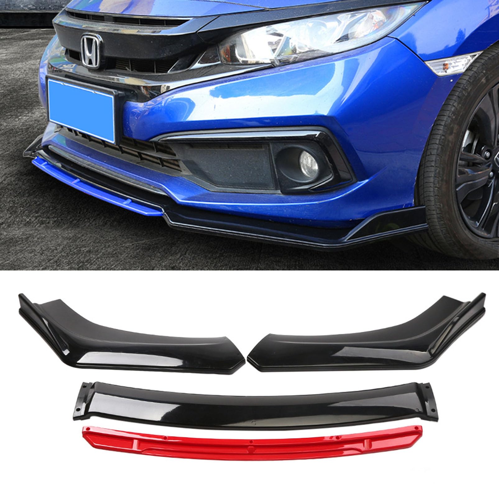 FELEA Auto-Frontstoßstangen-Lippensplitter-Spoiler für Alfa Romeo 147 2000-2011, langlebiger Auto-Splitter-Diffusor-Schutz,Red von FELEA