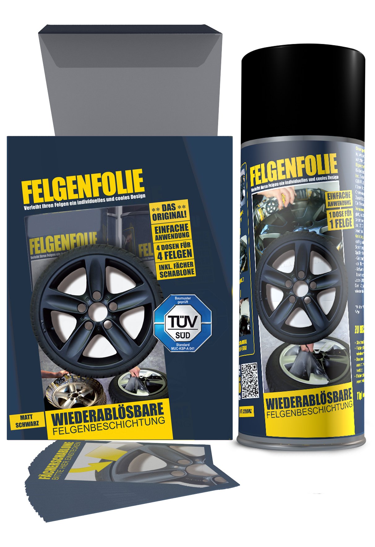 mibenco 61001103 Felgenfolie Set, 4 x 400 ml, Schwarz Matt mibenco 61001103 Felgenfolie Set, 4 x 400 ml, Schwarz Matt von FELGENFOLIE