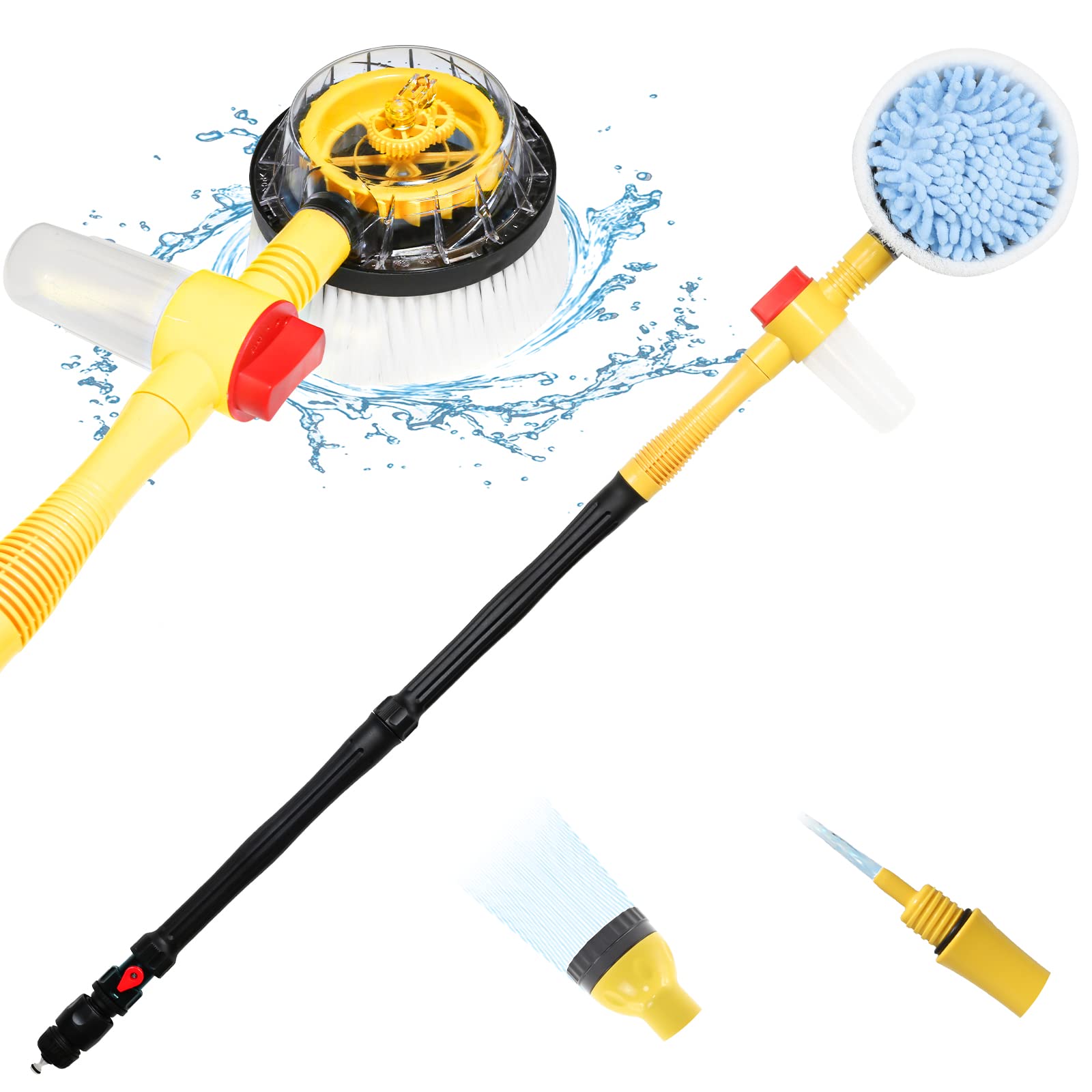 Rotierende Autowaschbürste, Autowaschbürste mit langem Griff, Automatische Schaum-Car Wash-Kit mit Autoreinigungsbürste, Hochdruckreinigerpistole und Schlauchdüse für Autos, Höfe, Gärten, Haustiere Rotierende Autowaschbürste, Autowaschbürste mit langem Griff, Automatische Schaum-Car Wash-Kit mit Autoreinigungsbürste, Hochdruckreinigerpistole und Schlauchdüse für Autos, Höfe, Gärten, Haustiere von FEMBW
