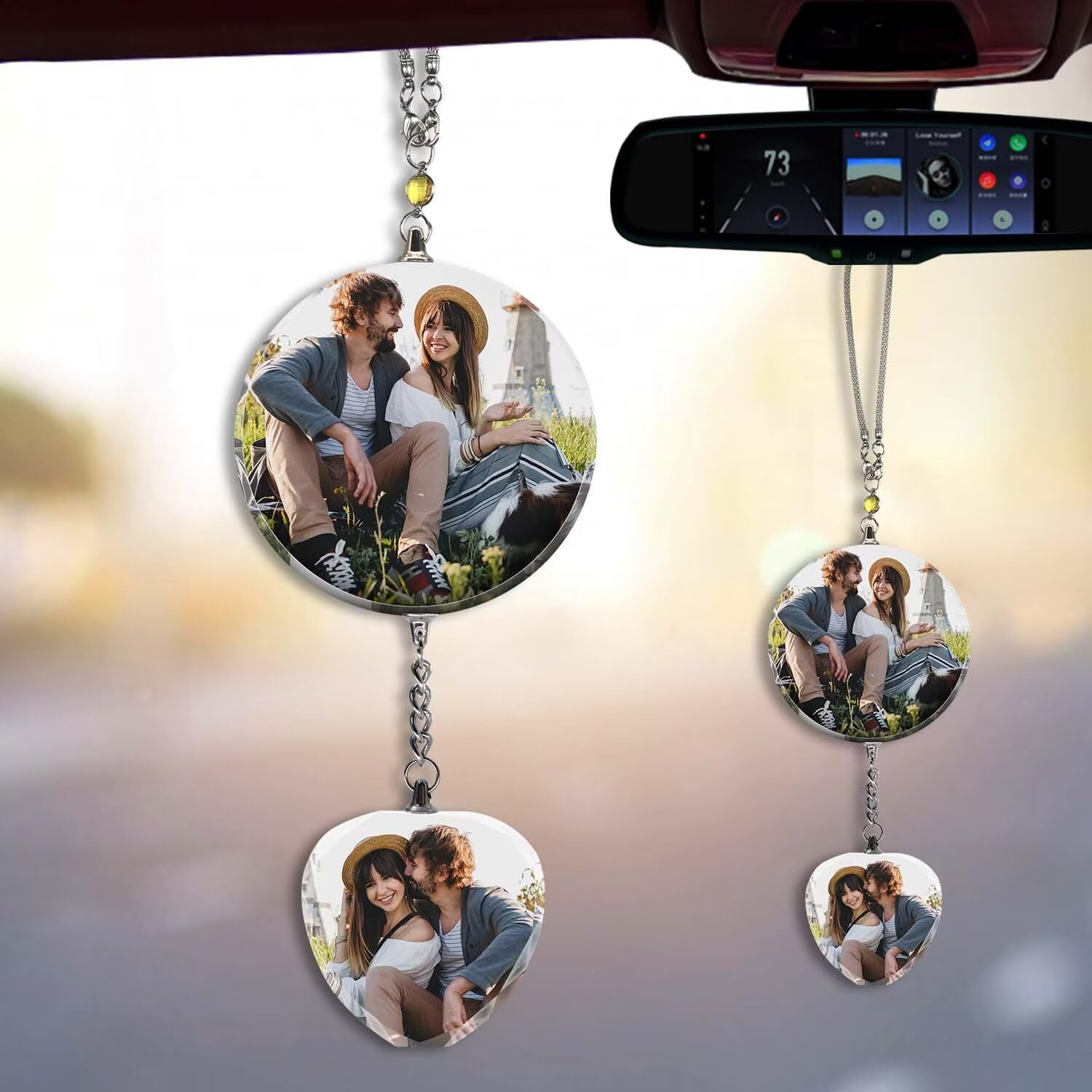 Autospiegel Dekoration für Familie und Freunde,Personalisierbarer Foto-Kristall-Anhänger,Personalisierter Autospiegel Kristall Fotorahmen Autospiegel Dekoration für Familie und Freunde,Personalisierbarer Foto-Kristall-Anhänger,Personalisierter Autospiegel Kristall Fotorahmen von FENGHUO