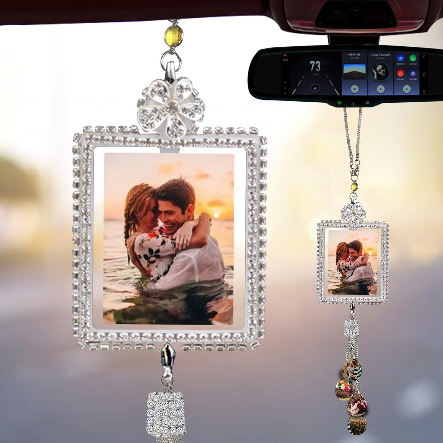 Individueller Auto-Rückspiegel Kristall-Anhänger, Personalisierter Foto-Anhänger, Innenraum Dekorationen, Kristall Fotorahmen Individueller Auto-Rückspiegel Kristall-Anhänger, Personalisierter Foto-Anhänger, Innenraum Dekorationen, Kristall Fotorahmen von FENGHUO