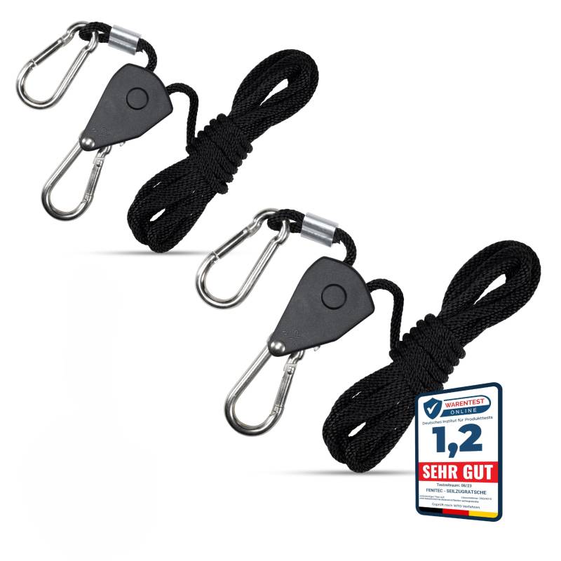 FENITEC 4X Seilratsche mit Haken Tragkraft 68kg 2,4m stufenlos einstellbare Seilzug mit Ratsche Grow Lampen Aufhängung Seilspanner Sonnensegel Befestigung Seil Ratsche Sturmband Vorzelt Spanner von FENITEC