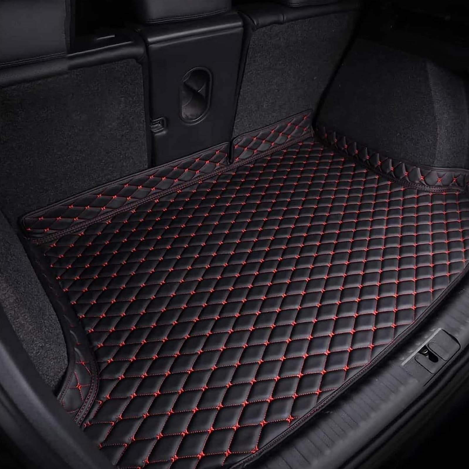 Auto Leder Kofferraummatte Für Audi Q5 FY SUV 2017-2020, Allwetter Kofferraumwanne Cargo Teppich Kratzfeste Kofferraum Schutzmatte Styling ZubehöR,D/Black-Red von FENOQ