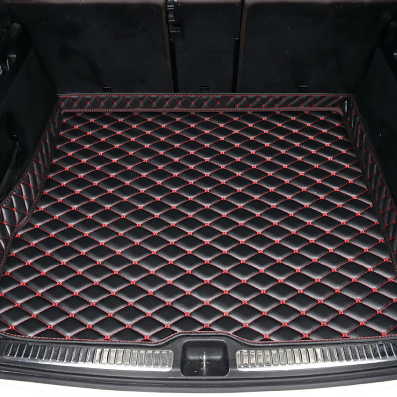 Auto Leder Kofferraummatten Für Audi E-tron (GE) SUV 2019-2023, Passgenaue Hohe Seite Kofferraumwanne Schutzmatten Allwetter Kratzfest Teppich Innere ZubehöR,D/Black-Red von FENOQ