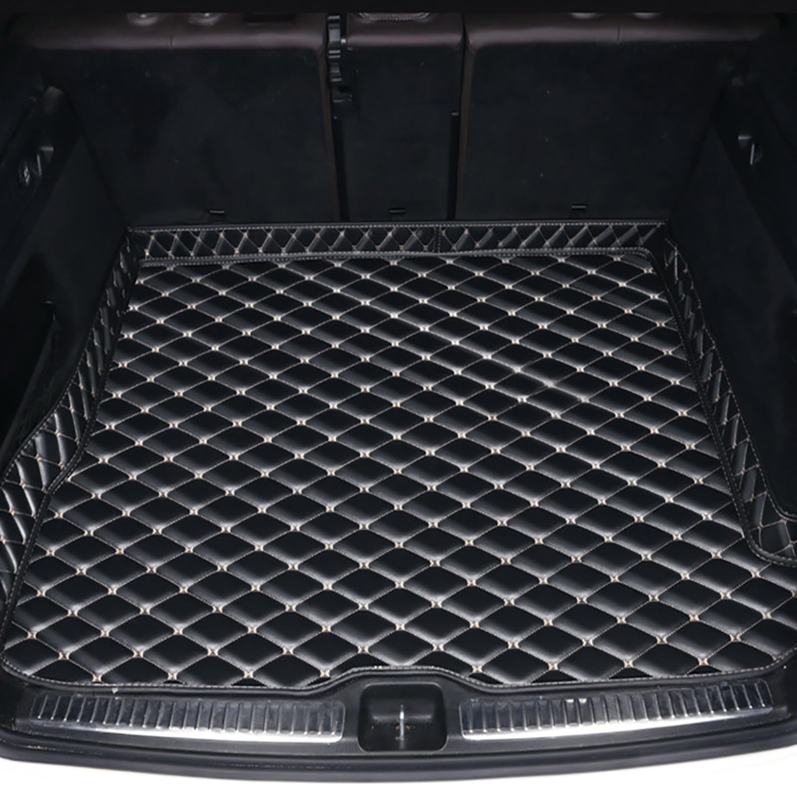Auto Leder Kofferraummatten Für Subaru Outback 2021-2023, Passgenaue Hohe Seite Kofferraumwanne Schutzmatten Allwetter Kratzfest Teppich Innere ZubehöR,C/Black-Beige von FENOQ