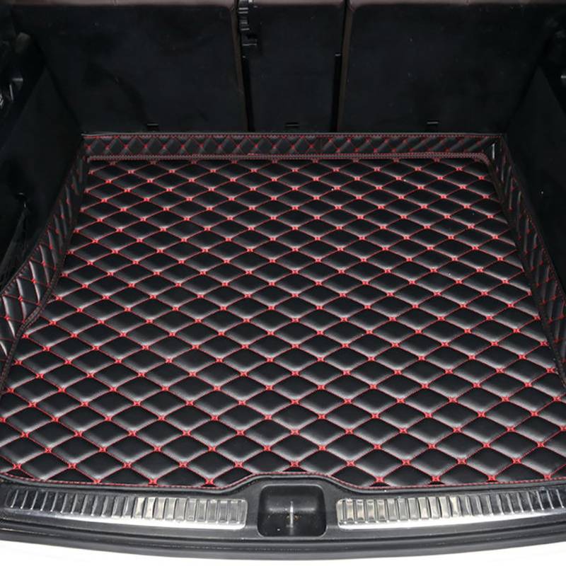 Auto Leder Kofferraummatten Für Subaru Outback 2021-2023, Passgenaue Hohe Seite Kofferraumwanne Schutzmatten Allwetter Kratzfest Teppich Innere ZubehöR,D/Black-Red von FENOQ