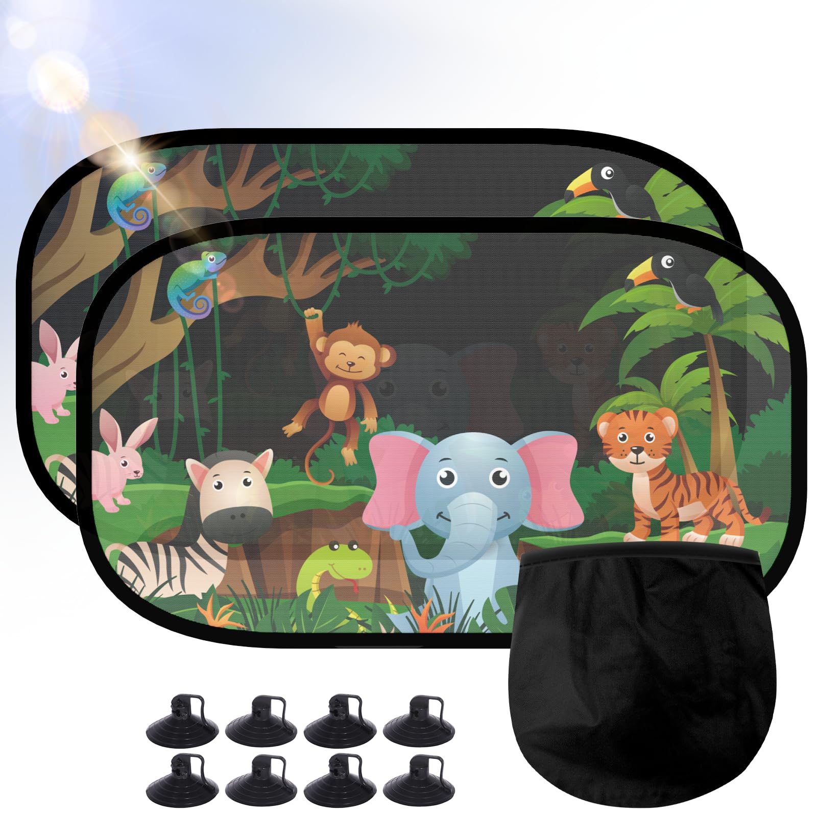FERRGIA Sonnenschutz Auto Baby–UV-Schutz Set,2er 51x31cm Sonnenschutz für Seitenscheiben,Süßes Tiermuster,Faltbar & Tragbar mit Aufbewahrungstasche,Auto Sonnenblende Kinder mit einfacher Anwendung FERRGIA Sonnenschutz Auto Baby–UV-Schutz Set,2er 51x31cm Sonnenschutz für Seitenscheiben,Süßes Tiermuster,Faltbar & Tragbar mit Aufbewahrungstasche,Auto Sonnenblende Kinder mit einfacher Anwendung von FERRGIA