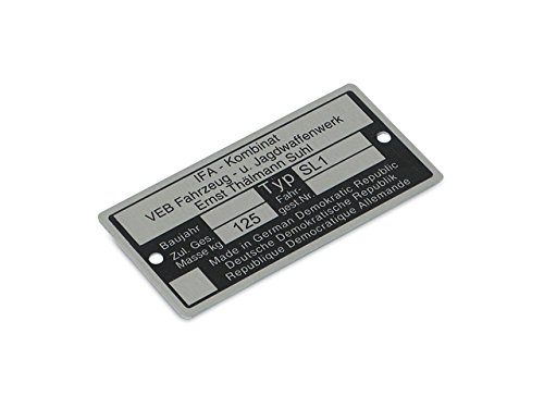 Typenschild Mofa SL1 (Aluminium)*** von FEZ Fahrzeugteile GmbH